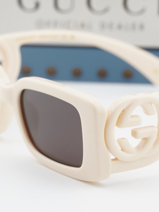 Gucci GG1325S 002 Square Sunglasses - Ivory\\Grey